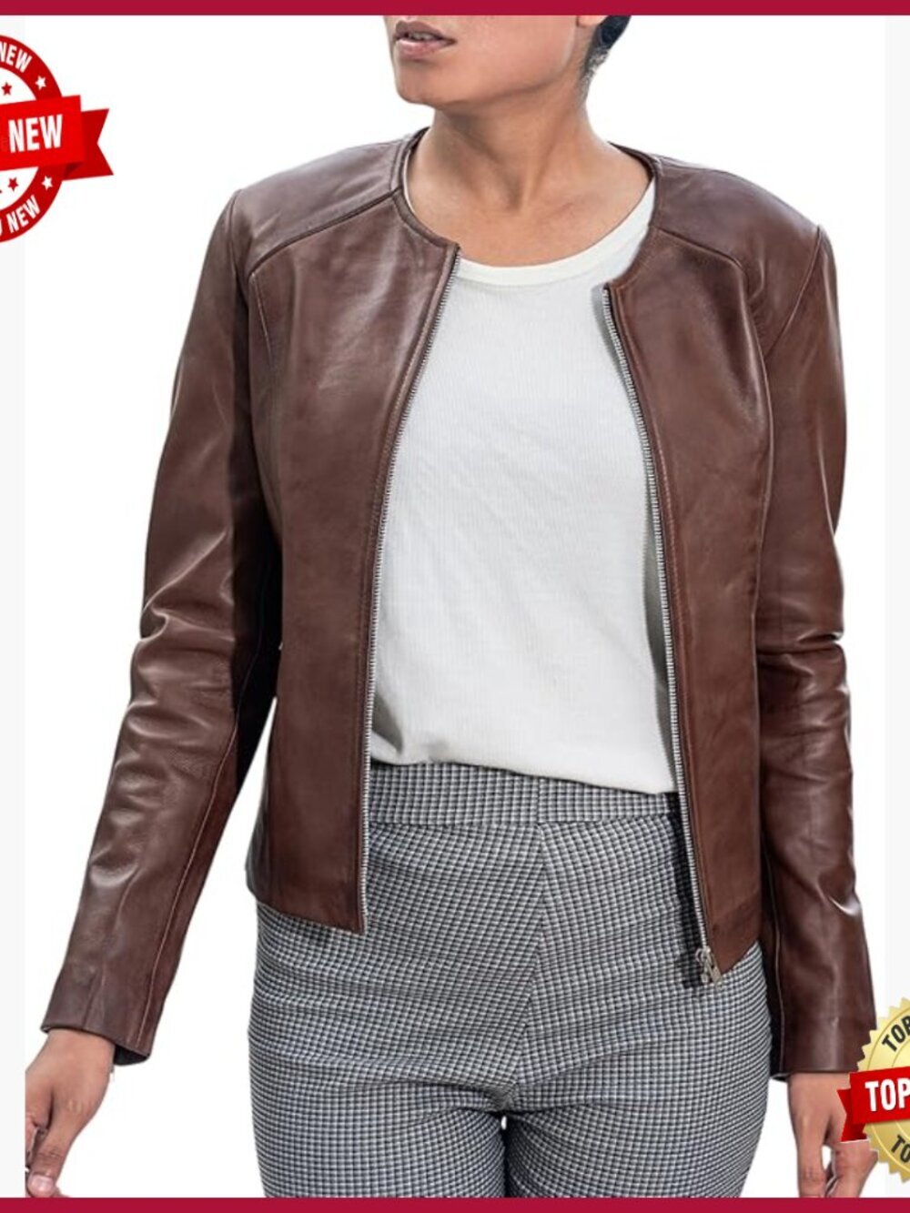 Slim Fit Lambskin Leather Jacket Women's Lightweight Modern Style